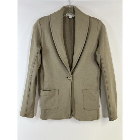 JAMES PERSE Women's Taupe Brown Sweatshirt Shawl Collar Blazer Sz 1 S Fall USA - Picture 1 of 11